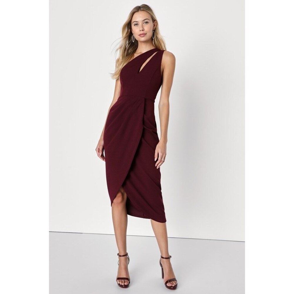 Lulus So Flirty Burgundy One-shoulder Cutout Asymmetrical Dress Red - Size M